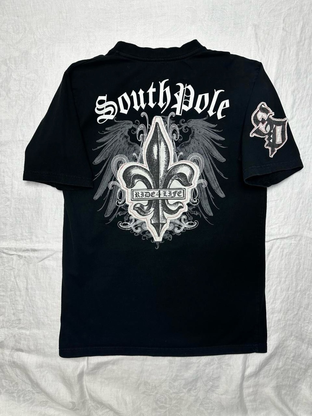 South Pole Black Graphic 'Ride 4 Life' Fleur-de-Lis Tee